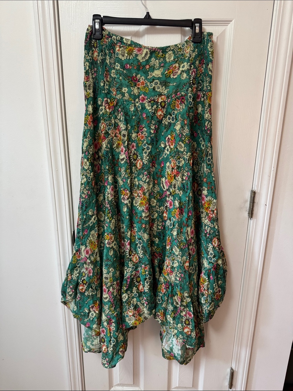 Natural Life Women's Green Floral Handkerchief Hem Skirt 100% Cotton - Picture 8 of 11